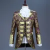 Anzüge Eleganter Vintage Royal Herren 3-teiliger Anzug Hofkleid Gold und Blau Rot Bühnenkostüm Weihnachtstheater- und Drama-Outfit