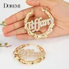 Doremi Bling Adı Bambu Küpe Özel Tapezoid Hoop Bambu İsimleri Küpe Mektubu Büyük Kişiselleştirilmiş İsim Küpe Kadın Hediye 240228