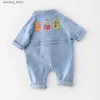 Denim bébé garçon vêtements printemps été dessin animé impression infantile barboteuses coton nouveau-né combinaison vêtements enfants portent 3-24 mois L240307