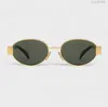 Fashion Designer Sunglasses De Oval Triomphe Arc Women Cl40235 Womens Gold Wire Frame Green Lens Metal Mirror Leg Triplet Signature s 46vi