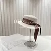 Chapéus de praia femininos de verão, chapéu protetor solar à beira-mar, chapéu de palha de aba larga com streamer longo, chapéu suave para festa