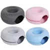 Donut Cat Bed Tunnel Casa de juguete interactiva para 2 gatos Fieltro Mascota Cueva medio cerrada Entrenamiento interior Perrera Suministros para mascotas 240304