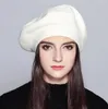 Kobiety czarny biały czerwony berety kapelusz moda solidna wełna wełniana z kobietami francuska artystka Beanie Beret Warm Cap 240229