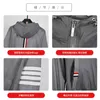 Men's Hoodies Sweatshirts BROWIN NEW TB STRIPE SUN SHIRT UNIVERSAL WOVEN REFLECTIVE STRIP JACKET COAT