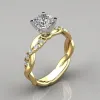 Moissanite Zircon Rings for Women Female Valentines Day Gift Wedding Engagement 14k Gold Ring Anniversary Jewelry Anillos