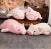 Estoque 4075cm Squishy Pig Stuffed Doll Deitado Plush Piggy Toy Animal Soft Plushie Mão Mais Quente Travesseiro Cobertor Crianças Bebê Confortante G3367497