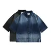 Men's Casual Shirts Chinese Fashion Jeans Men Streetwear Vintage Loose Short Sleeve Cargo Denim Women Oversized Blouses
