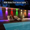 Solar-Waschmaschine-Wandleuchte nach oben und unten, 4 LEDs, 6 LEDs, 8 LEDs, wasserdichte LED-RGB-dekorative Deckleuchte für den Außenbereich, für Terrasse, Treppen, Hinterhof, Garten