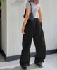 Pantaloni da donna CINESSD 2024 Street Fashion sciolto casual elastico colore puro stile Hip Hop donna lungo