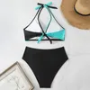 Mulheres de banho das mulheres roupa de banho 2024 cintura alta maiô moda design impressão duas peças conjunto biquíni verão conforto beachwear