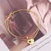 Creative and Personalized Jewelry Gold-plated Hollow Heart Triumphal Arch Design Double-layer Bracelet for Women