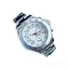 Montres de mode horloge calendrier fonction 44mm cadran blanc lunette bleue montre-bracelet de haute qualité femme plaqué argent bracelet mouvement montres verre saphir sb055 C4