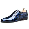 Chaussures habillées en cuir pour hommes impression britannique bleu marine front noir Oxfords plat bureau fête mariage bout rond en plein air GAI usonline