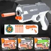 Arma brinquedos crianças bala macia brinquedo arma manual pistola dardo blaster colorido plástico tiro modelo lançador com caixa meninos presente de aniversário yq240307