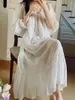 Damen-Nachtwäsche, dünnes transparentes Peignoir-Feen-Nachthemd, bestickte Prinzessin, reine Baumwolle, weiße Sommer-Nachthemden im viktorianischen Stil mit Rüschen