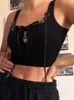 Kvinnors tankar Rockmore Metal Chain Bow Design Crop Topps Women Goth Dark Academic Lace-Up Camis ärmlös Sexig sommar Casual