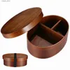 Bento-Boxen, japanische Holz-Lunchbox, einlagig, 3 Gitter, Sushi-Box, Lebensmittelaufbewahrungsbehälter, Kinder, Schule, Picknick, Geschirr, L240307