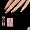 Pregos Falsos 360 Pcs Coffin Press On Nails Long Amêndoa Falso Quadrado Francês Falso Branco Preto DIY Wearable Fl Er Nail Tips Drop Delivery H Dhxh8