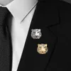 Chinese Zodiac Year Half Face Inlaid with Diamonds and Dripping Oil Tiger Head Domineering Men's Personalized Brooch Creative Suit Accessory Pins