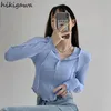 Crop Tops Fashion T-shirts for Women Hooded Sweatshirt Long Sleeve Tees Y2k Clothes Korean Casual Woman Tshirts Ropa Mujer 240228