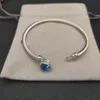 Nieuws DY kabel manchet bangle charme blauwe diamanten parel hoofd designer armbanden vintage prachtige draadarmbanden voor vrouwen trendy verzilverd zh158 c4