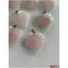 Charms Rose Quartz Coração Pedra Natural Charms Chakra Cura Pingente DIY Colar Brincos Jóias Fazendo Drop Delivery Jóias Jóias Dhmvj