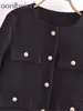 Damenjacken Aonibeier Schwarz Büro Anzug Jacke 2024 Winter Langarm Metall Knöpfe Frauen Blazer Kurzmantel Weibliche Crop Top Y2K