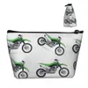 Sacs à cosmétiques vert Dirt Bike trapézoïdal Portable maquillage sac de rangement quotidien étui pour voyage bijoux de toilette