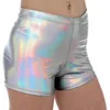 Kvinnors shorts slipsar hologram laser kvinnlig sexig solid färg glänsande dans exotiska nattklubb låg midja byxor show slitage