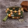 Charm Armband 4st Böhmen Tree of Life Charm Beaded Armband Set For Women Handgjorda träpärlor Kedja Bangle Female Boho Jewelry Dr Dh8kn