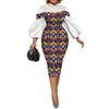 민족 의류 빈타 레알 웨스 여성을위한 아프리카 드레스 우아한 바자 풍부 거품 슬리브 바디콘 드레스 이브닝 파티 WY8880