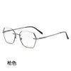 Sunglasses Frames 54mm Alloy Frameless Polygonal Eyewear Frame For Men And Women Anti Blue Prescription 7639