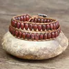 Charm Bracelets Double Layer Beaded Leather Bracelet Bohemia Yoga Natural Stone Strand Wrap Women Men Handmade Jewelry