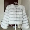 Manteau en vraie fourrure de renard naturelle pour femme, veste d'hiver chaude, gilet de luxe à la mode, manteau court en fourrure, vêtements pour femmes 9XL, 2023