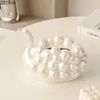 Boîte à mouchoirs en céramique en forme d'animal de dessin animé, support d'extracteur de papier en forme de cygne, organisateur de maison en porcelaine 240306