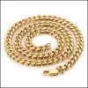 Hip Hop Cuban Link Chain Colar 18K Real Banhado A Ouro De Aço Inoxidável Para Homens 4Mm 6Mm 8Mm Gota Entrega Jóias Dhgarden Dhvf1 LL