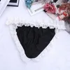 UNDUPTS 2024 Seksi Panties 3 Parça Beyaz Siyah Pembe Dantel Çamaşırı Artı Boyut Orta Külot Külot Şeffaf Kılavuzlar Gay için Nakış