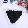 Underpants 2024 Sexy Calcinha 3 Peça Branco Preto Rosa Lace Underwear Plus Size Médio-Rise Calcinha Transparente Briefs Bordado para Gay