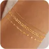 Gouden damesarmband 14K prachtige vergulde stapelbare armband Damesmode gouden armband stapelset Waterdichte kettingarmband Paperclip Verstelbare Tenni