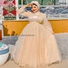 Belle robe De soirée champagne islamique Maxi manches longues robes De bal musulmanes arabe Vestiod De Gala grande taille robe De fête d'anniversaire formelle Abaya Dubaï robes