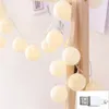 Strängar USB Colorfull Cotton Garland LED Balls Christmas String Holiday Lights For Home Decoration Wedding Fairy Bedroom Decor