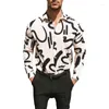 T-shirts pour hommes Hommes Mode Imprimer Boutonné à manches longues Vacances Tops Col rabattu Printemps Vêtements décontractés