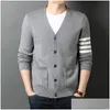 Men'S Sweaters Mens Sweaters Top Grade Autum Winter Brand Fashion Knitted Men Cardigan Sweater Black Korean Casual Coats Jacket Cloth Dh8Kn