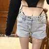 designer Crowd King SpringSummer New Plush Edge Diamond Embedding denim Super Shorts Versatile A-line High Waist Slimming Hot Pants BKO3