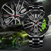 2022 New Fashion Black Car Wheel Design Quartz Watches Men Rim Hub Wheel Male Clock relogio masculino