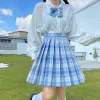 jupe Été femmes Mini jupe Harajuku mode coréenne doux mignon Kawaii jupe fille taille haute Plaid jupe plissée fille crème glacée Gir