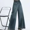 Jeans da donna Pantaloni blu Vita alta S con tasche Pantaloni da donna Originali per adolescenti Alla moda Hippie Gyaru Vibrant Stretch