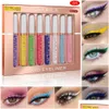 Combinazione ombretto / fodera Combinazione di ombretti Liner Set di eyeliner opaco o kit di lucentezza glitter 8 pezzi Scatola di trucco colorato Colorf Palpebra Dhgn7