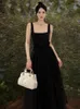 Sukienki zwykłe projektant 2024 Elegancki imprezowy sukienkę dla kobiet formalny okazja moda francuska czarna top Top Wysoka jakość