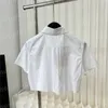 Miu-camisas blancas recortadas con letras bordadas, Tops de moda para mujer, camisetas de alta calidad para mujer